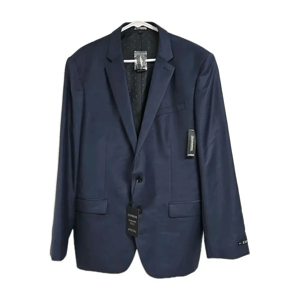 Express Producer Modern Fit Suit Blazer Wool Blend‎ Navy Blue Men's Size 44R NWT